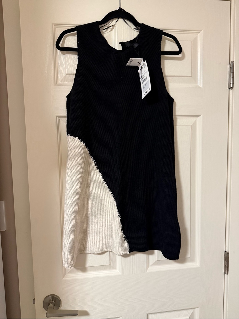 Zara Black and White Sleeveless Knit Mini Dress